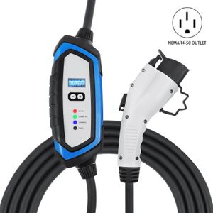 Lectron NEMA 14-50 Level 2 EV Charger - 240V 32 Amp with 21 ft Extension Cord & J1772 Cable - for J1772 Evs