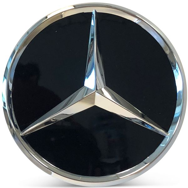 OE Genuine Mercedes Center Cap Black W/ Chrome Logo CAP6009