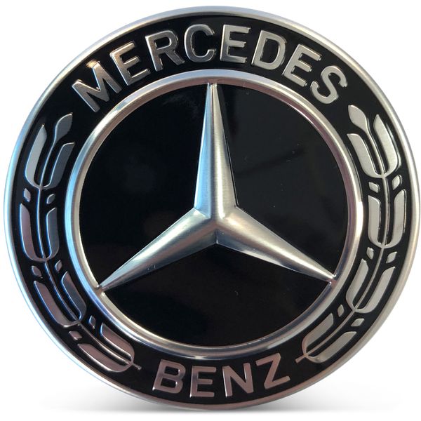 OE Genuine Mercedes Center Cap All Black W/ Black Wreath CAP9227