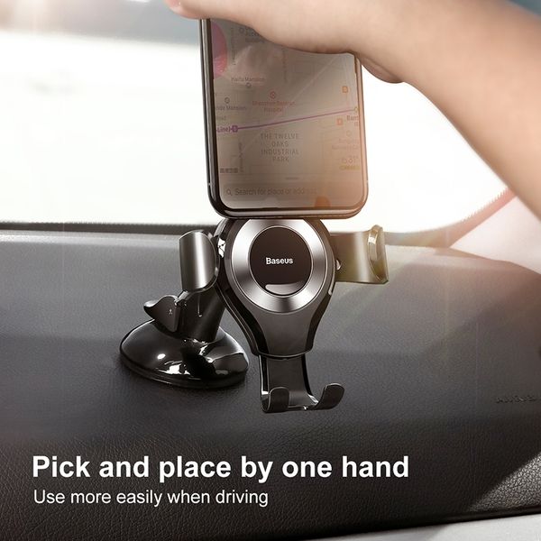 Baseus Dashboard Gravity Car Phone Mount Holder All Black for Universal Smartphone 